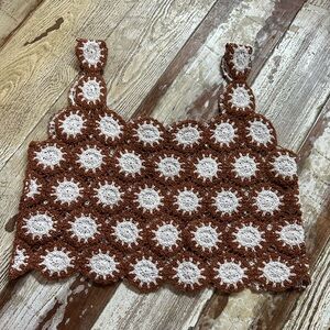 Julia by Love J Crochet Cropped Tank Top Open Knit Size small EUC